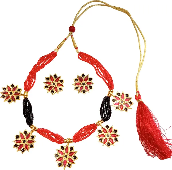 Copper_Based_Assamese_Traditional_Red_Black_Thuria_Jewellery_Set_For_Women